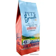 Сухой корм для собак Pet's Brunch для взрослых собак миниатюрных пород с телятиной 1 кг