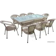 Садовая обеденная группа Aiko Rattan Deco 8 (бежевый)