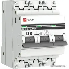 Выключатель автоматический EKF 3P 8А (D) 4.5kA ВА 47-63 mcb4763-3-08D-pro