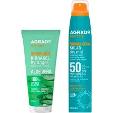 Набор косметики для тела Agrado Солнцезащитный сухой мист SPF 50Гель после загара Алоэ вера (2x200мл)