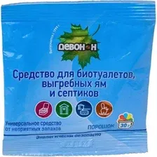 Порошок для септиков Девон для биотуалетов, выгребных ям и септиков 30Н 30 г