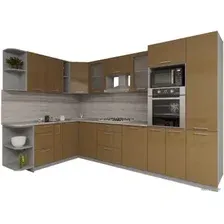 Готовая кухня Интерлиния Мила Gloss 1.88x3.2 левая (капучино)