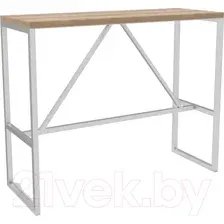 Барный стол Hype Mebel Дельта 120x40x110 (белый/дуб галифакс натуральный)