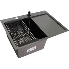 Кухонная мойка Wisent WS-36550B-L/GER013 (с сифоном, дозатором и коландером)