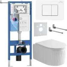 Унитаз подвесной Roxen Royal Matt в комплекте с инсталляцией StounFix Dual Fresh 6 в 1 868563 (кнопк