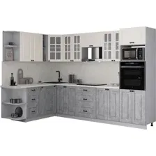 Готовая кухня Интерлиния Мила Деко 1.88x3.0 LV (керамика/белый/опал светлый)