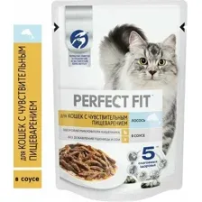 Perfect Fit для кошек с чувствительным пищеварением (Лосось в соусе) 75 г х 28 шт (уп)