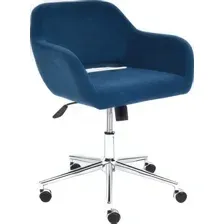 Офисное кресло TetChair Modena хром (флок, синий 32)