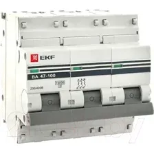 Выключатель автоматический EKF ВА 47-100 3P 100А (C) 10кА PROxima mcb47100-3-100C-pro