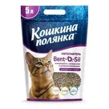 Силикагелевый, бентонитовый наполнитель Кошкина Полянка комкующийся, BENT-O2-SIL, 5 л