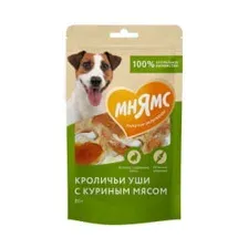 Лакомство Мнямс для собак кроличьи уши с куриным мясом 80 г