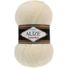 Пряжа для вязания Alize Lanagold 01 (240 м, кремовый)