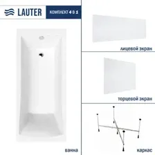 Ванна акриловая Lauter Aurora 180x80 / 21010080 (с каркасом, лицевым и торцевым экранами)