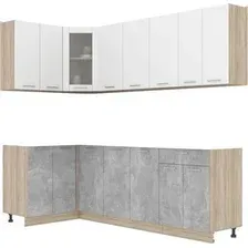 Готовая кухня Интерлиния Мила 12x24 без столешницы (белый платинум/бетон)