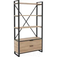 Стеллаж Hype Mebel Стандарт Люкс 80x170 (черный/дуб галифакс натуральный)