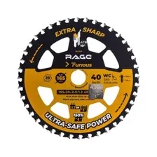 Диск пильный Wood Finish 165 мм (6 1/2”) Z40 посадка 20+16 RAGE Furious