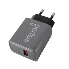 PERFEO I4667 Сетевое зарядное устройство с разъемом USB, QC3.0, 18W, серый