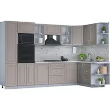 Готовая кухня Интерлиния Мила Шато 1.68x3.2 ВТ правая (луна/луна/бискайская сосна)