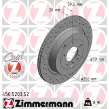 Тормозной диск ZIMMERMANN 450.5203.52 вентилируемый, перфорированный , задняя ось