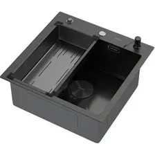 Кухонная мойка ARFEKA Eco AR мойка 500*500 POP-UP, коландер G, дозатор BLACK DECOR VOLCANIC ROCK