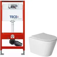 Унитаз подвесной с инсталляцией Saniteco Rimless R-201W + TECE Profil 9300302