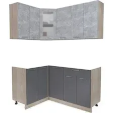 Готовая кухня Интерлиния Мила 12x16 без столешницы (бетон/антрацит)