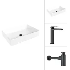Умывальник Lauter 21842 + Cascade 21СК0655BS с сифоном 21635B (черный матовый)