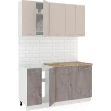 Кухонный гарнитур Кортекс-мебель Корнелия Лира-лайт 1.5м (капучино/оникс/мадрид)