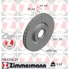 Тормозной диск ZIMMERMANN 230.6266.20 вентилируемый , передняя ось