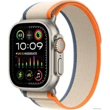 Умные часы Apple Watch Ultra 2 LTE 49 мм (титановый корпус, титановый/бежево-оранжевый, нейлоновый ремешок размера S/M)