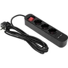 REXANT 13-4022 Удлинитель STANDARD 3 гнезда, 3м, 3х1,0мм², с/з, с выключателем, 2 USB, черный