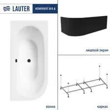 Ванна Lauter Bliss 180 P 21201082P (с каркасом и лицевым экраном черного цвета)