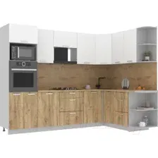 Готовая кухня Интерлиния Мила 1.68x2.8 правая (белый платинум/дуб золотой/дуб бунратти)
