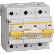 Выключатель автоматический IEK ВА47-100 3Р 63А 10кА D MVA40-3-063-D
