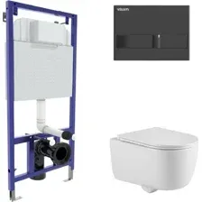 Унитаз подвесной Berges Wasserhaus Tornas Rimless + Visam Slim 525 EX-043411 (с кнопкой, с сиденьем)
