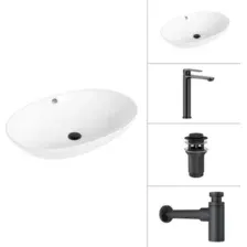 Умывальник Lauter 21709 + Moon 21СК8691BS + сифон 21635B + дон.клапан 21190B (черный матовый)