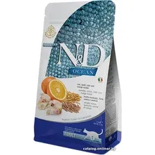Сухой корм для кошек Farmina N&D Ocean Cod, Spelt, Oats & Orange Adult (с треской, спельтой, овсом и апельсином) 1.5 кг