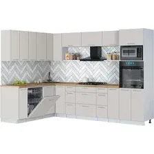 Готовая кухня Интерлиния Мила Gloss 1.896х2.98-2 (кашемир/кашемир/дуб бунратти)