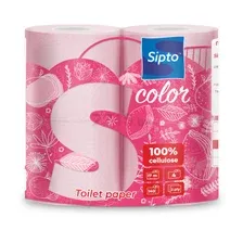 Бумага туалетная SIPTO Standart Color розовая 4 рулона
