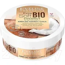  Eveline Cosmetics Крем для лица Extra soft bio Coconut Интенсивно питательный для лица и тела 200 мл