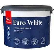 Краска Tikkivala Euro White Для потолка (9л, белый глубокоматовый)