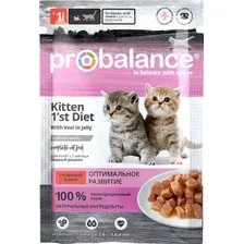 Консервированный корм для кошек Probalance 1st Diet корм д/котят c телятиной в желе 85г