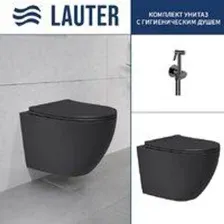 Унитаз подвесной Lauter Augsburg с жест. сиденьем Soft Close 21109EC + Breez 21GN7072BM (черный мато