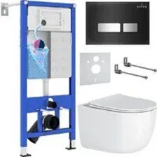 Унитаз подвесной Roxen Vortex Tornado в комплекте с инсталляцией StounFix Dual Fresh 6 в 1 964615 (к