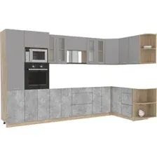 Готовая кухня Интерлиния Мила 1.68x3.4 правая без столешницы (серебристый/бетон)