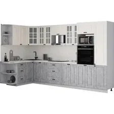 Готовая кухня Интерлиния Мила Деко 1.68x3.4 LV (керамика/белый/опал светлый)