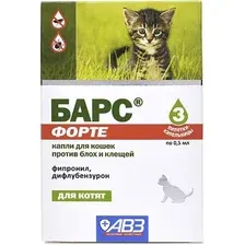 Капли от блох Агроветзащита Барс Форте для котят (3 пипетки)
