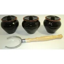 Набор горшочков Вятская керамика НБР ВК-1/3Ч (черный янтарь)