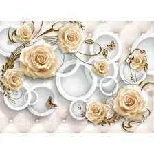 Фотообои листовые Vimala 3D Бежевые розы и круги (270x400)