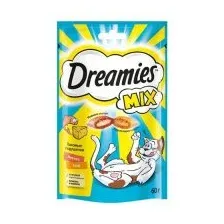 Лакомство Dreamies для взрослых кошек с лососем и сыром, Mix, 60 г